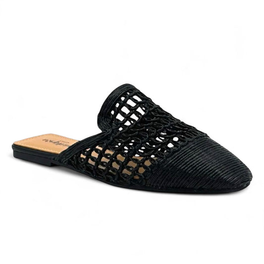 Black Woven Flat Mule