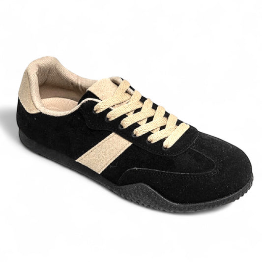 Black and Cream Stripe Trainers