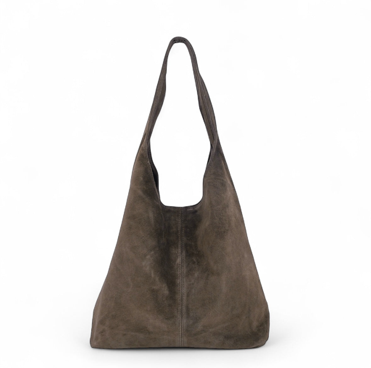 Khaki Suede Hobo Bag