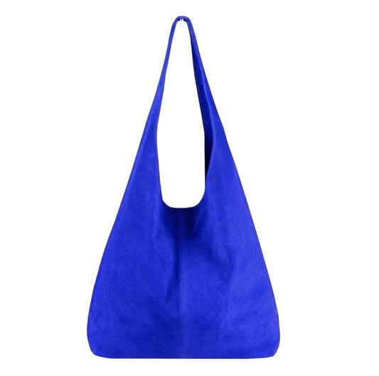 Cobalt Suede Hobo Bag