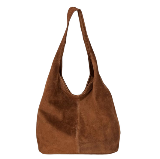 Brown Suede Hobo Bag