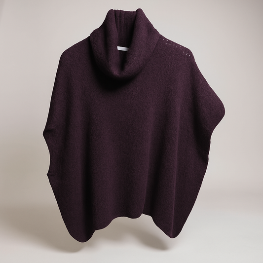 Plum Alpaca Mix Slouch Roll Neck Jumper