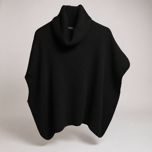 Black Alpaca Mix Slouch Roll Neck Jumper
