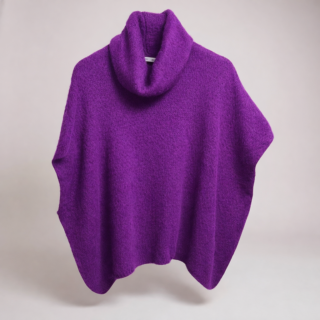 Purple Alpaca Mix Slouch Roll Neck Jumper