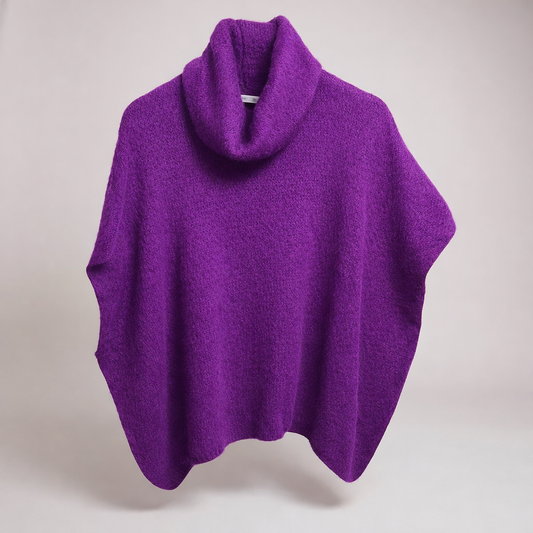 Purple Alpaca Mix Slouch Roll Neck Jumper
