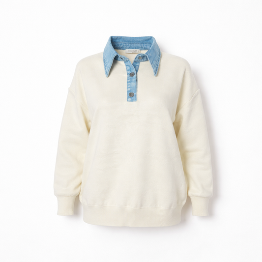 Denim Collar Sweater