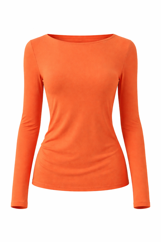 Orange Cashmere Blend Layering T-Shirt