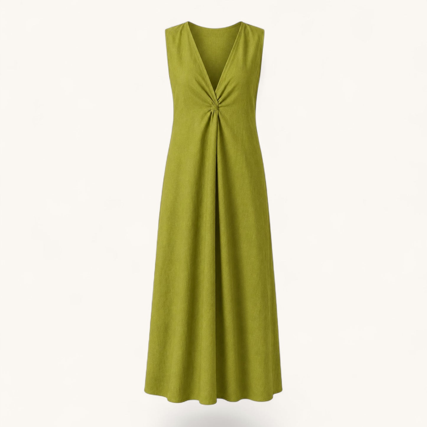 Green Midaxi Linen Blend Dress