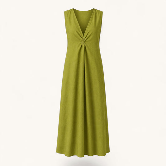 Green Midaxi Linen Blend Dress