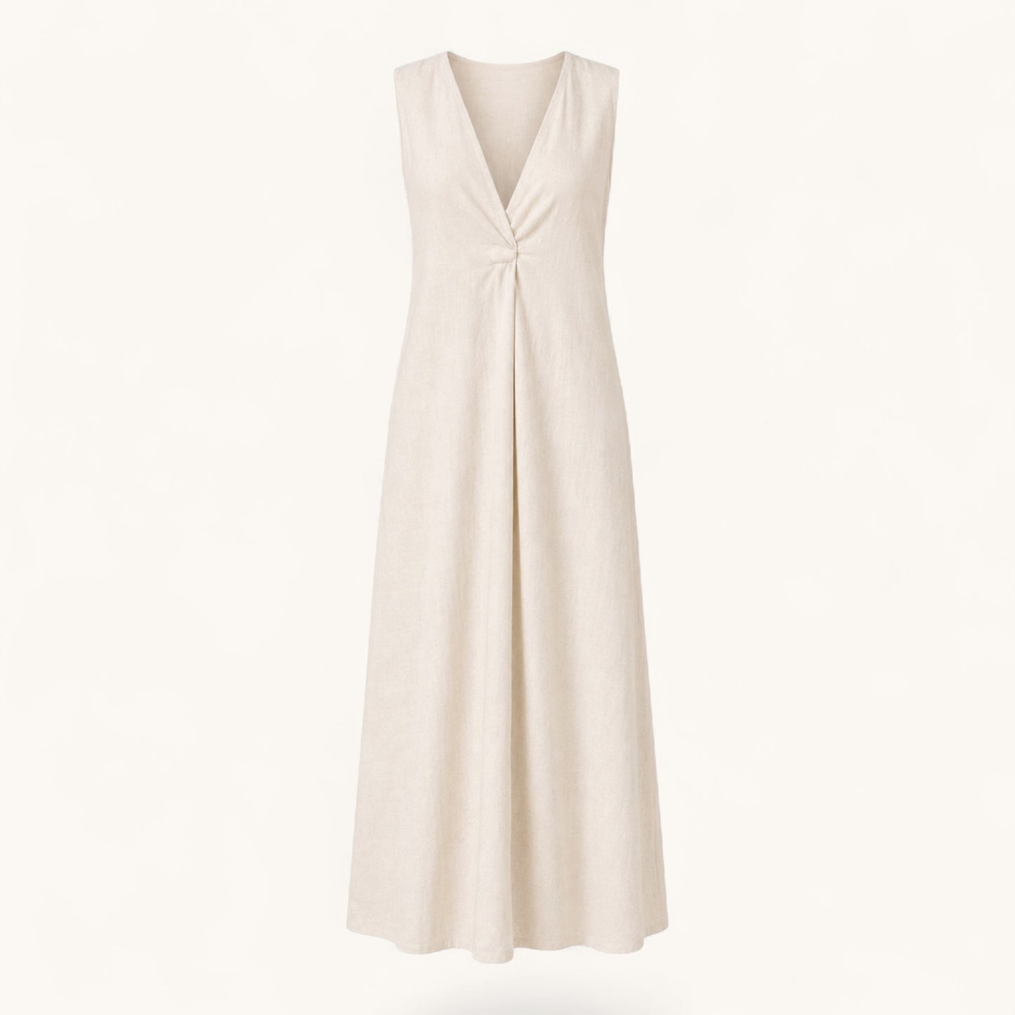 Natural Midaxi Linen Blend Dress