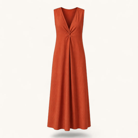 Terracotta Midaxi Linen Blend Dress