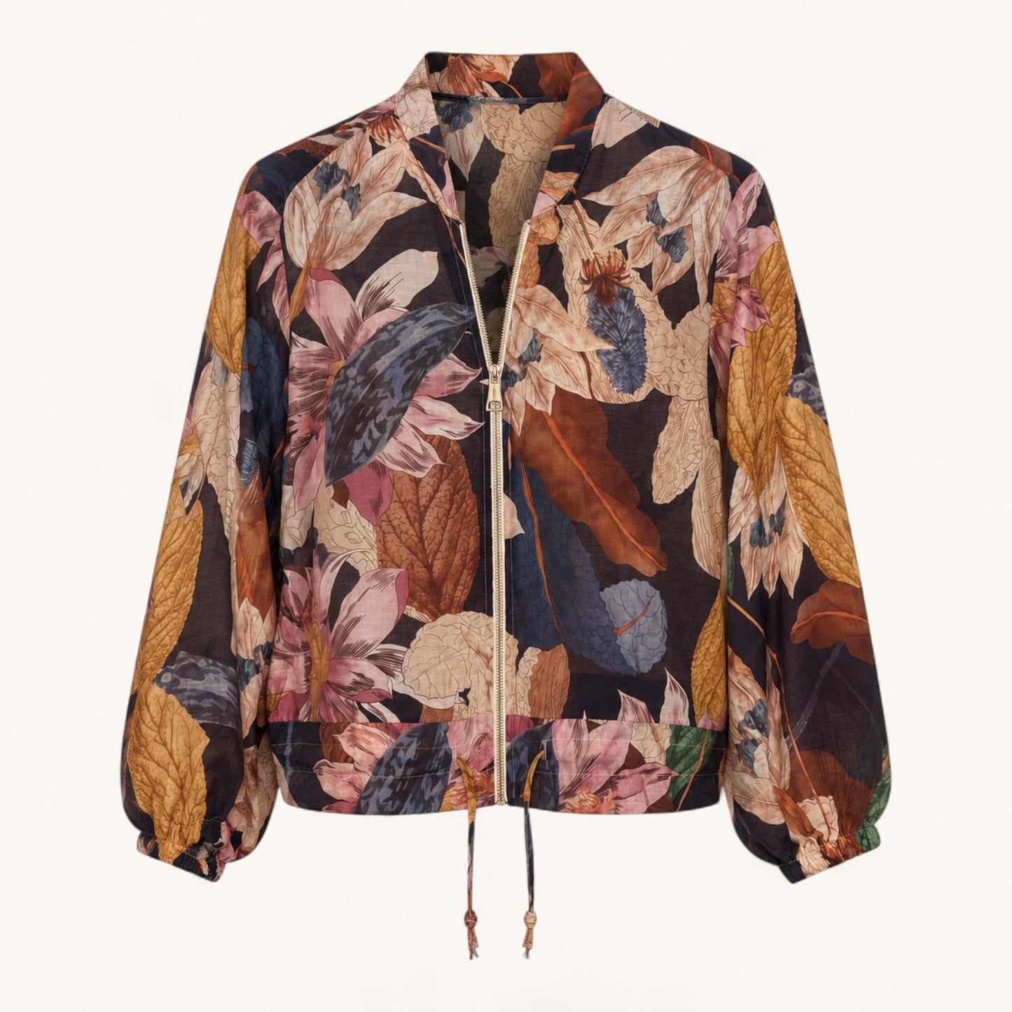 Navy Floral Printed Bomber Jacket