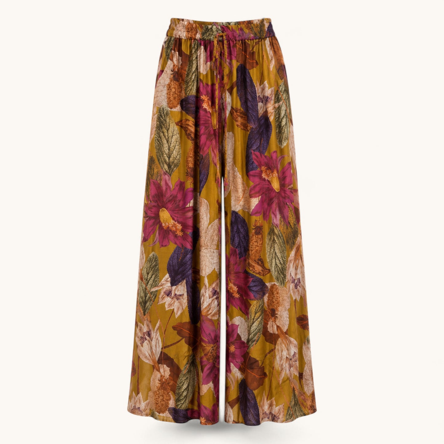 Purple Floral Printed Palazzo Trousers