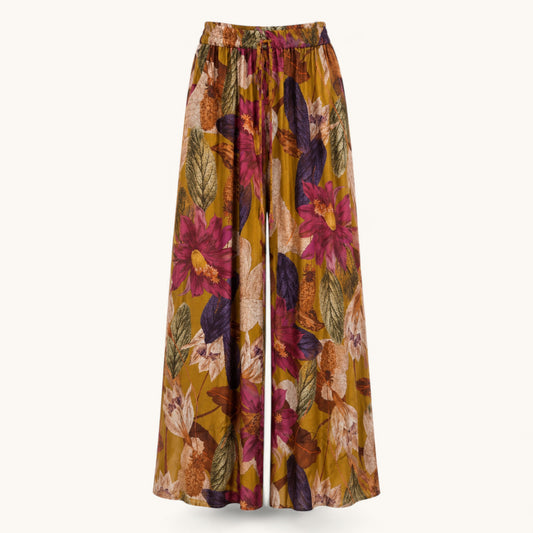 Navy Floral Printed Palazzo Trousers