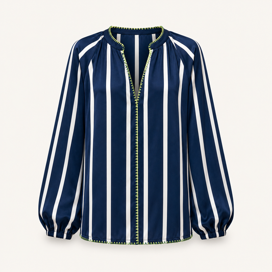 Navy/White Stripe with Contrast Stitch Over Shirt