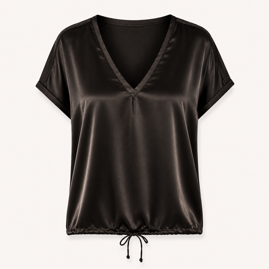 Chocolate Satin Jersey Back Top