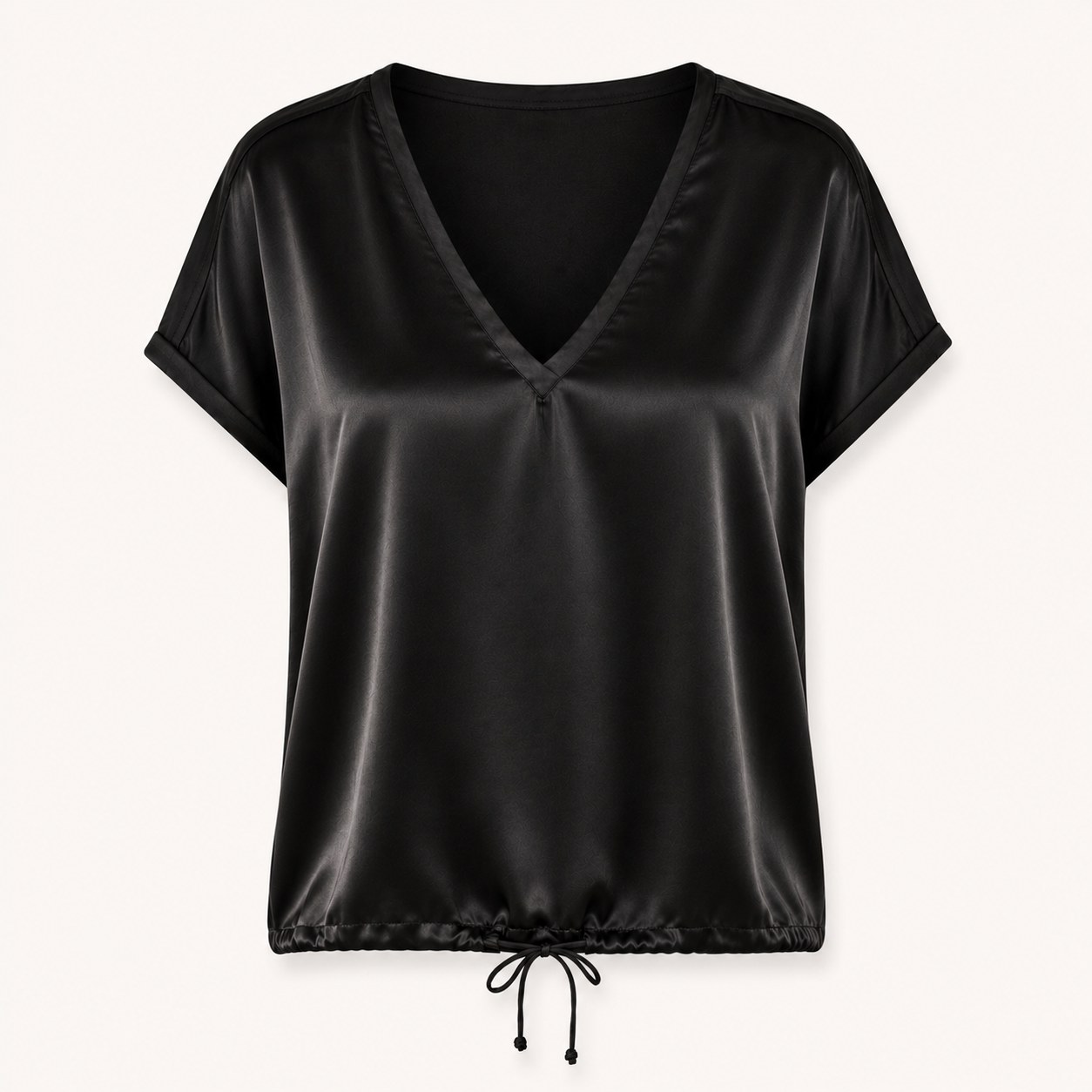 Black Satin Jersey Back Top