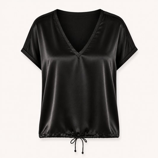 Black Satin Jersey Back Top