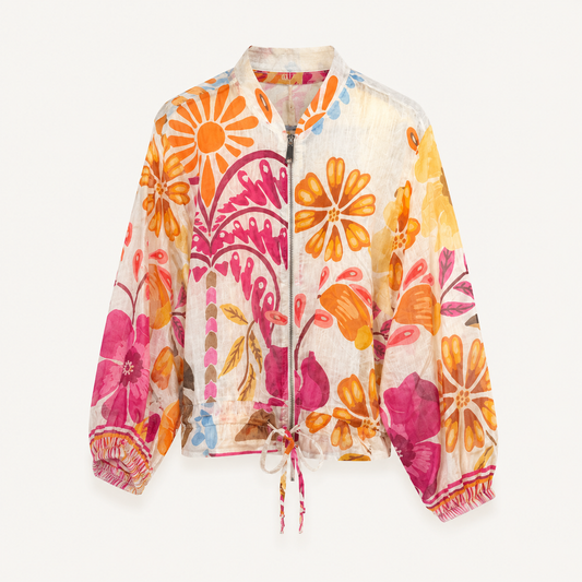 Pink Mix Printed Light Weight Jacket