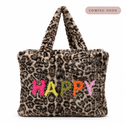 Faux Fur Happy Leopard Oversized Tote Bag