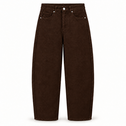 Brown Stretch High Waist Balloon Jeans