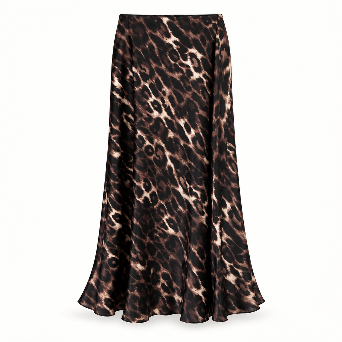 Leopard Midaxi Satin Skirt