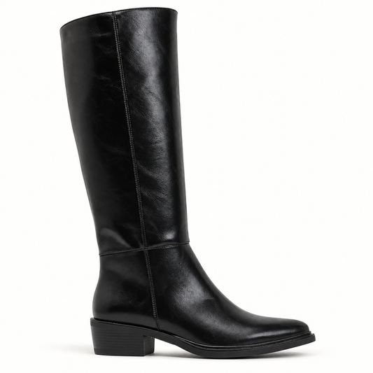 Black Western Heel Knee Boot