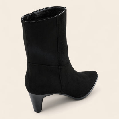 Black Suedette Low Point Ankle Boot