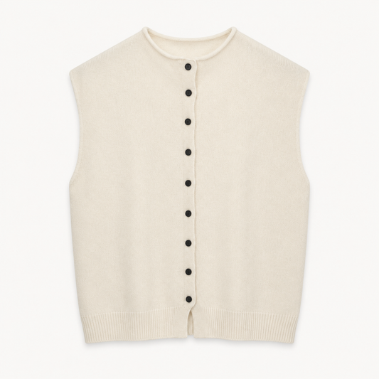 Off White Button Knit Tank Top