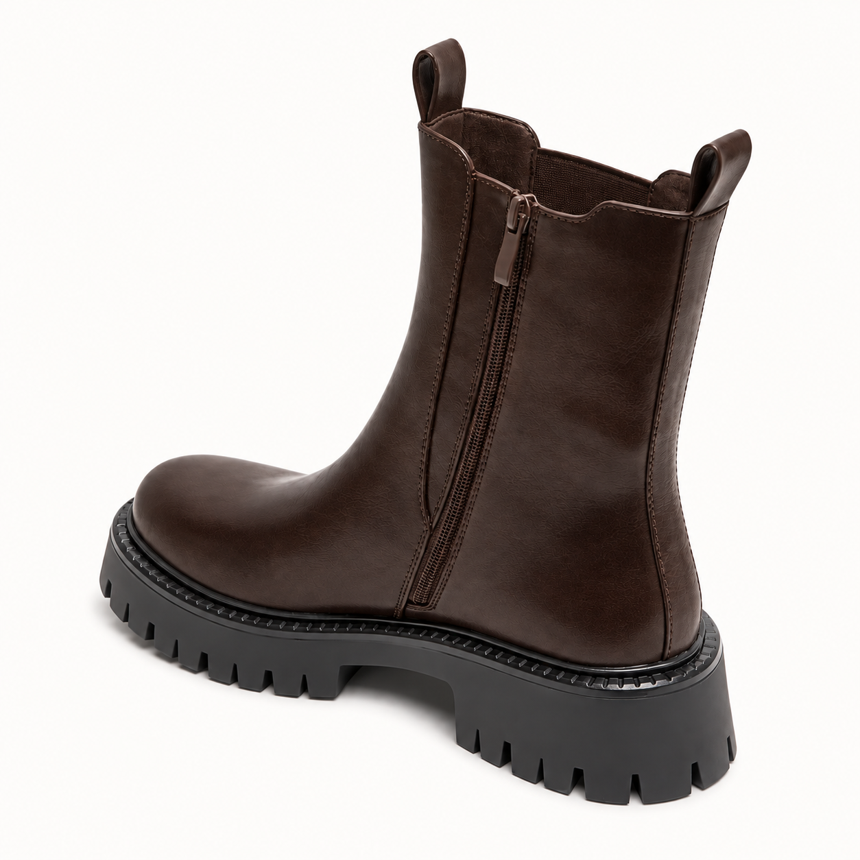 Brown Chunky Sole Ankle Boot