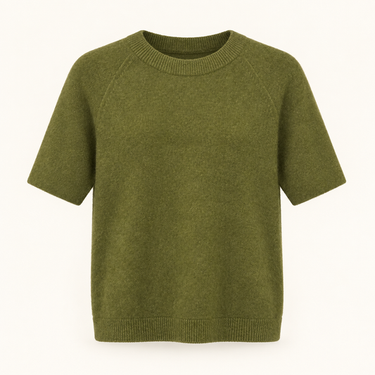 Olive Light Alpaca Blend 3/4 Sleeve Jumper