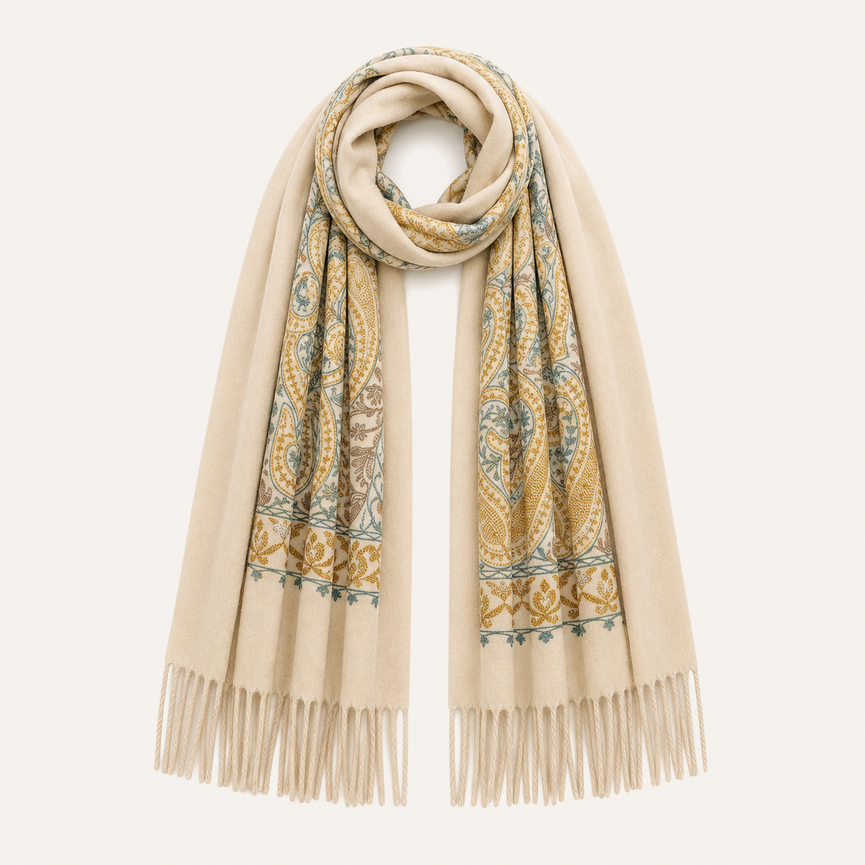 Cream Embroidered Scarf