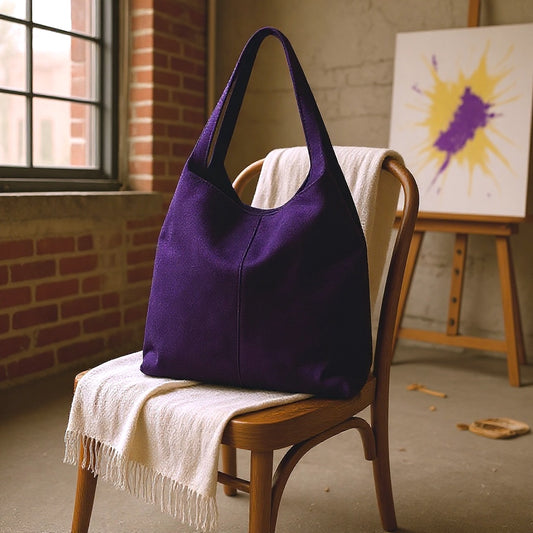 Dark Purple Suede Hobo Bag