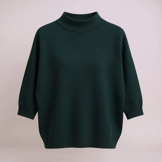 Teal Turtle Neck 3/4 Sleeve Jumper