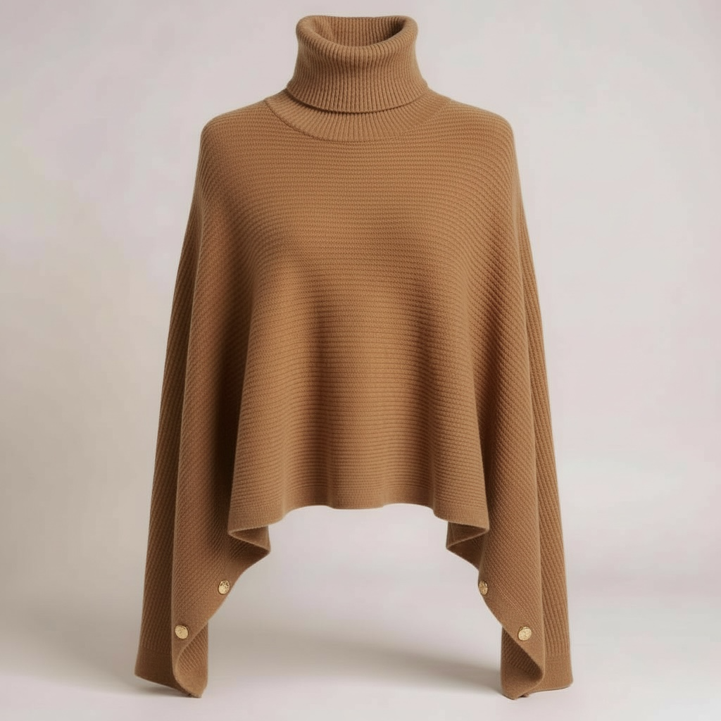 Camel Button Sleeve Cape/Jumper