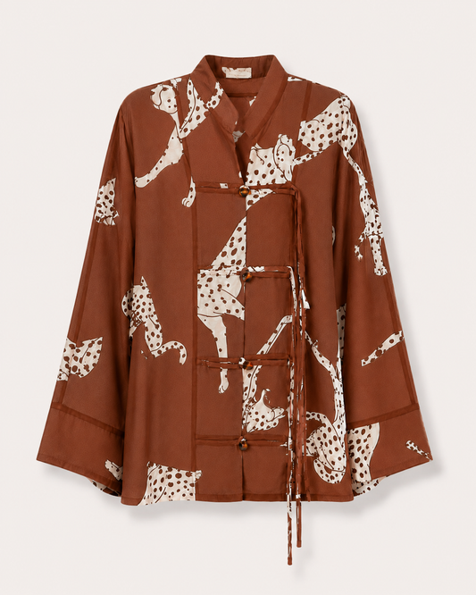 Rust Leopard Print Semi Sheer Shirt/Jacket