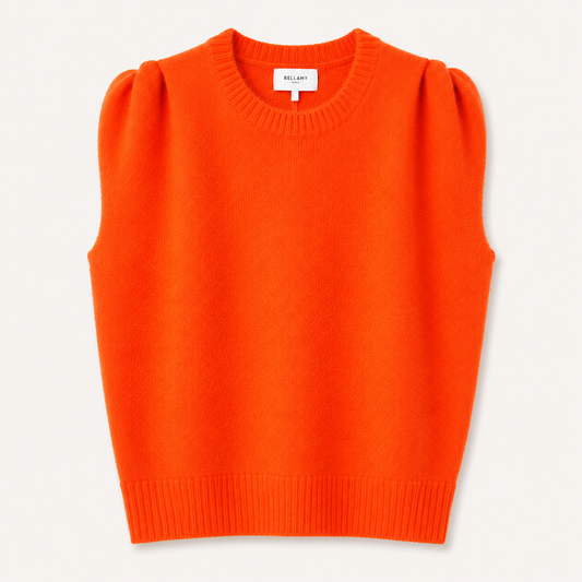 Orange Light Alpaca Mix Gathered Shoulder Top