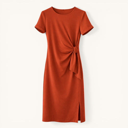 Burnt Orange Tie Front T-Shirt Dress