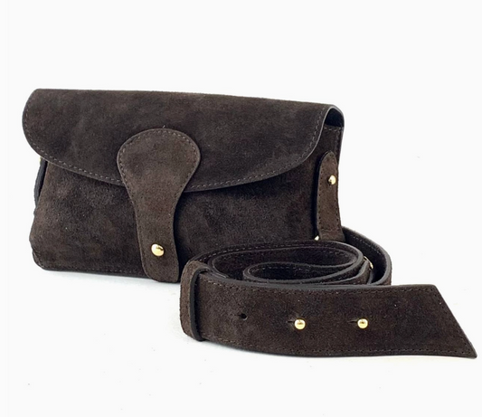 Chocolate Brown Suede Cross Body Bag