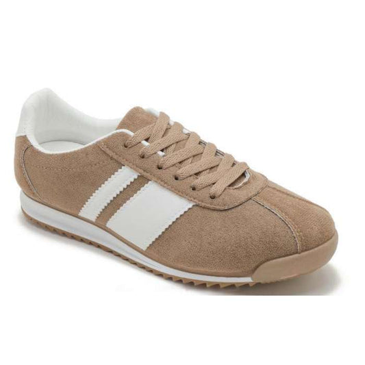 Taupe Suede Effect Retro Sole Trainers