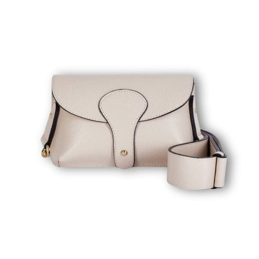 Large Italian Leather Crossbody Bag With Wide Chunky Strap Off White