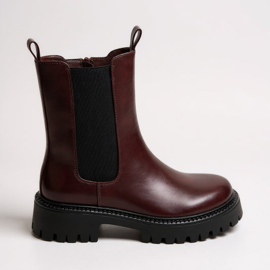 Burgundy Chunky Sole Ankle Boot