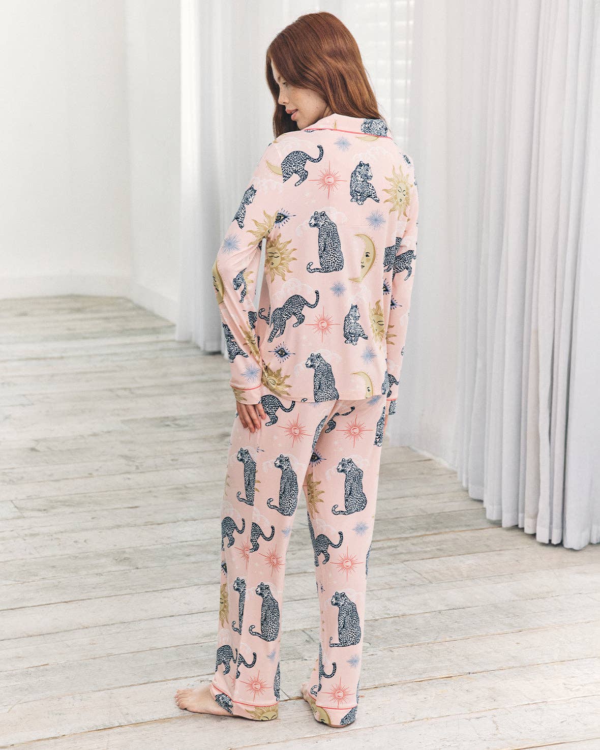 Celestial Leopard Print Button Up Long Pyjama Set