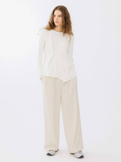Cream Crossover Ribbed Knit Jumper
