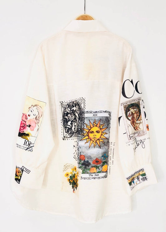 Cream Tarot Printed Shirt