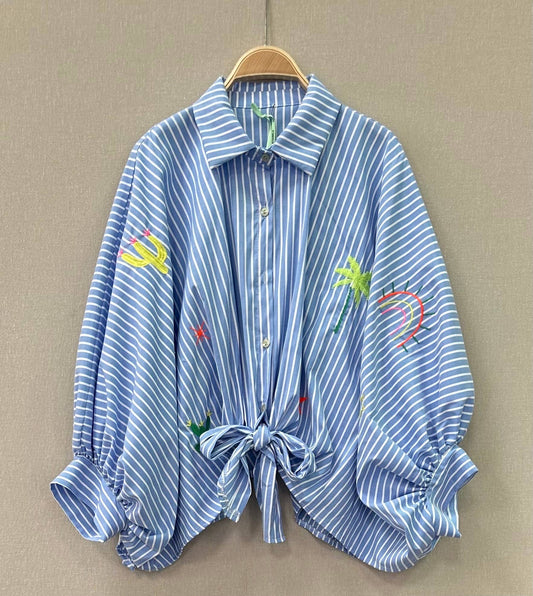 Embroidered Stripe Shirt