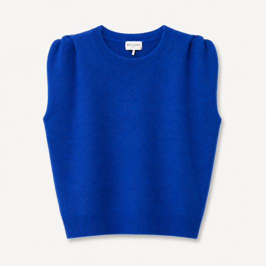 Cobalt Light Alpaca Mix Gathered Shoulder Top