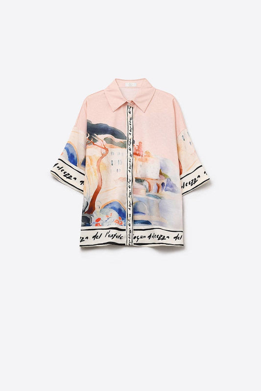 Pale Pink Printed Short Sleeve Shirt