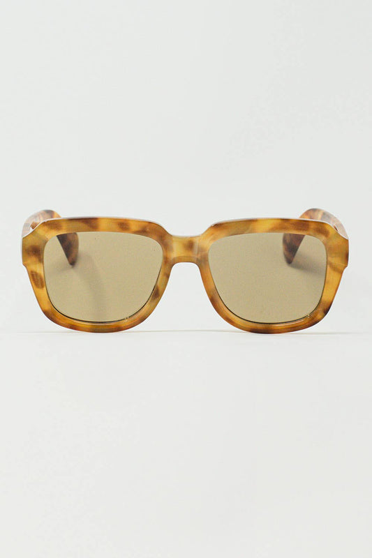 Chunky Square Sunglasses With Yellow Tinted Frame