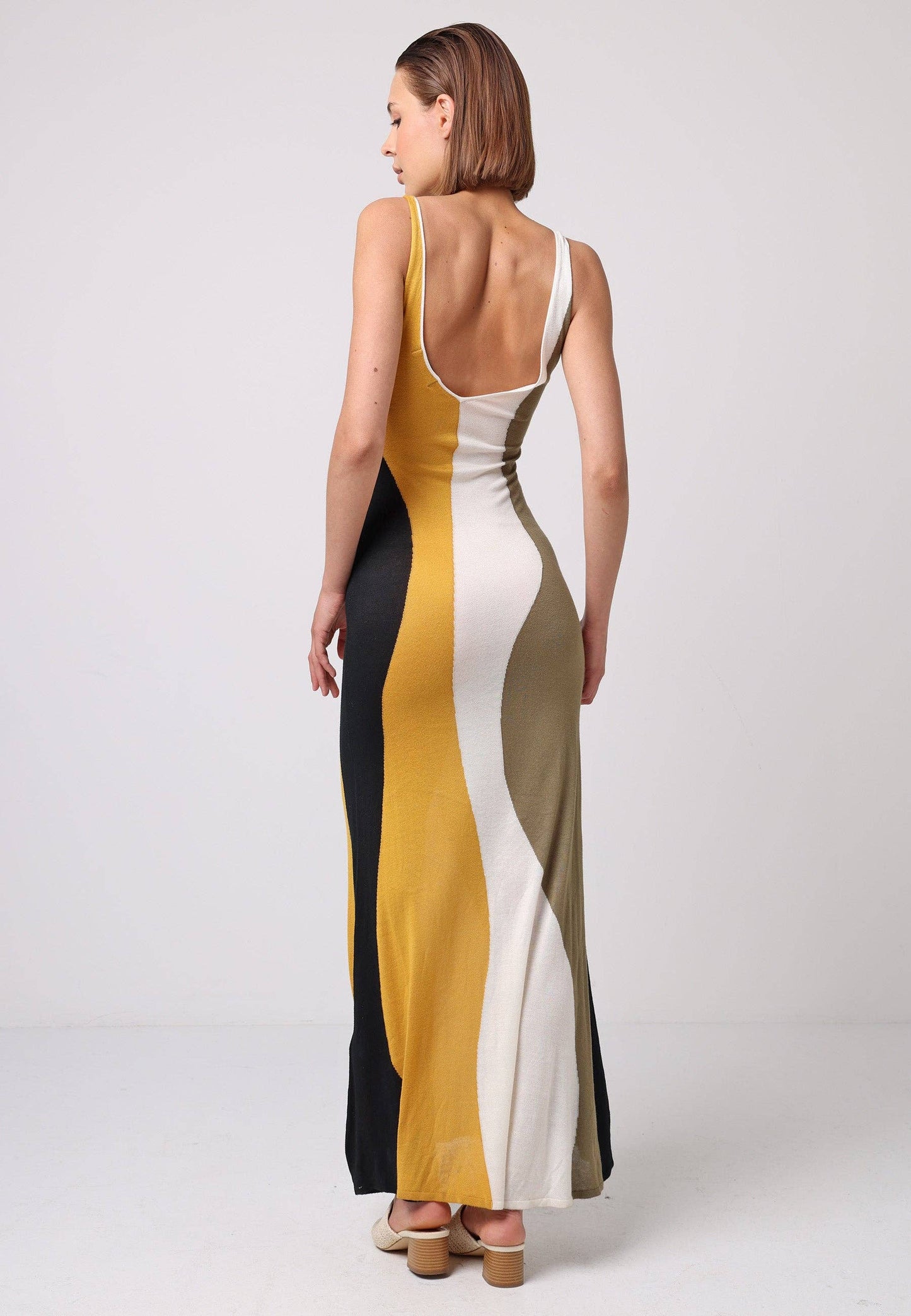 Soft Knit Sleeveless Maxi Dress In Abstract Multi Print